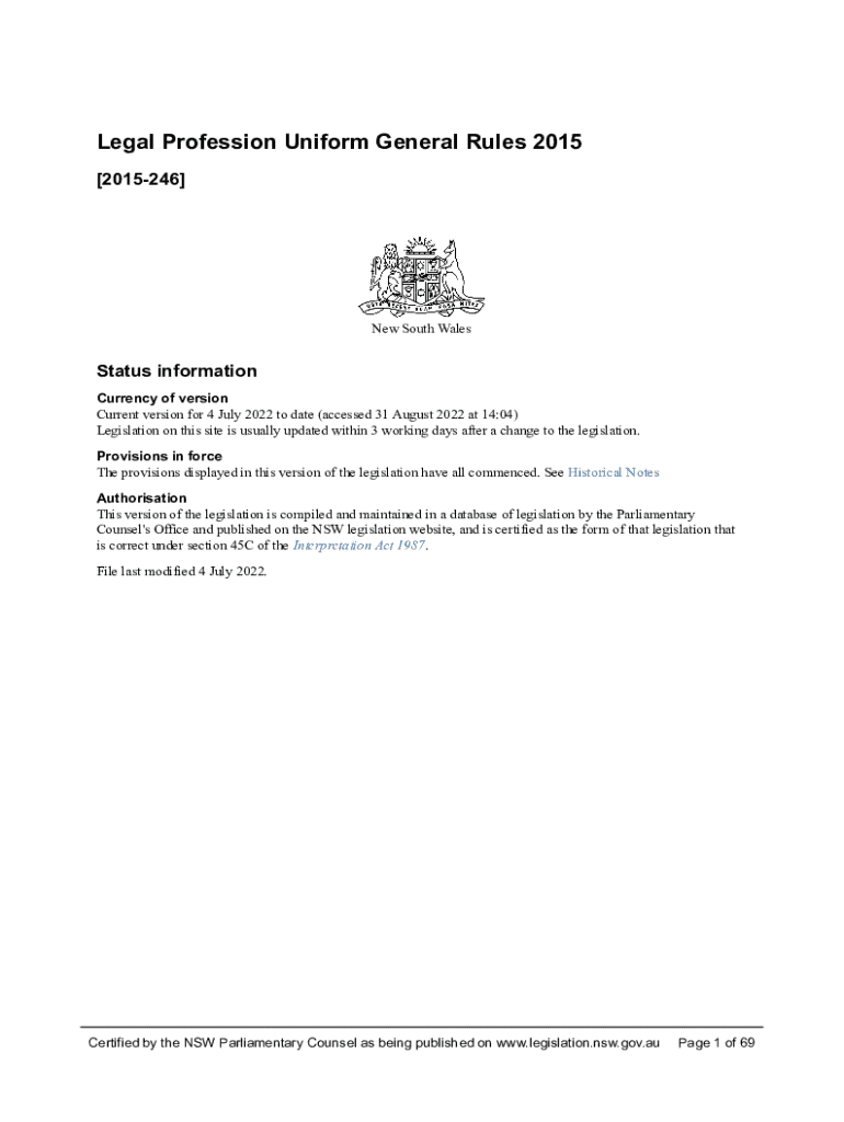 Fillable Online Legal Profession Uniform Law Law Council of Australia Fax Email Print pdfFiller