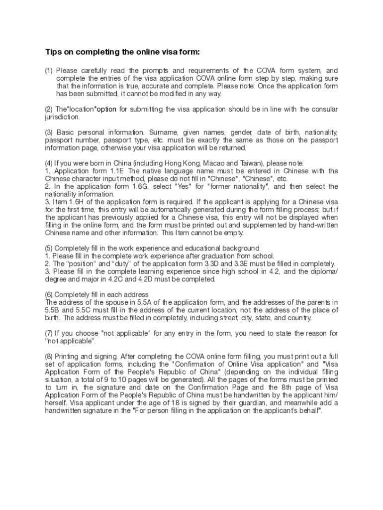 Fillable Online Chinese Visa Application Form And Instructions Fax Email Print PdfFiller