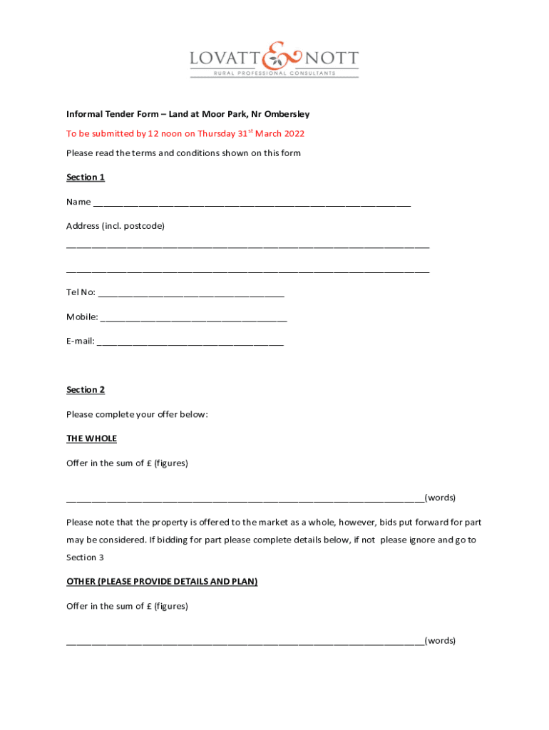 Fillable Online Arable land on the Blenheim Estateto Let by Informal