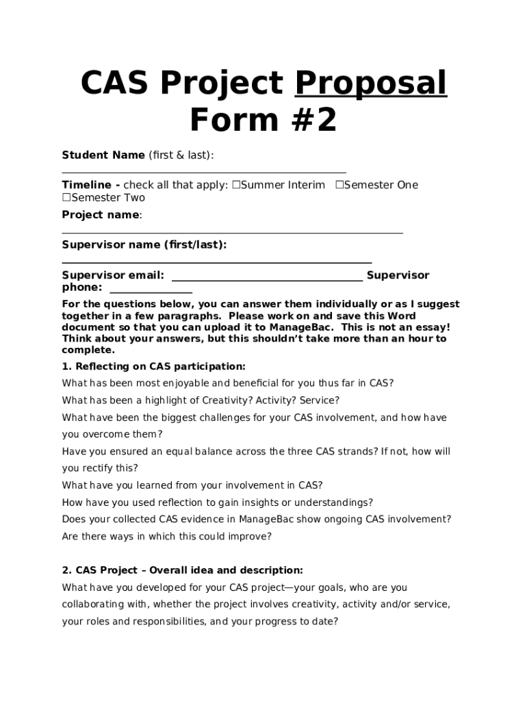 CAS Project Proposal 2 Doc Template PdfFiller