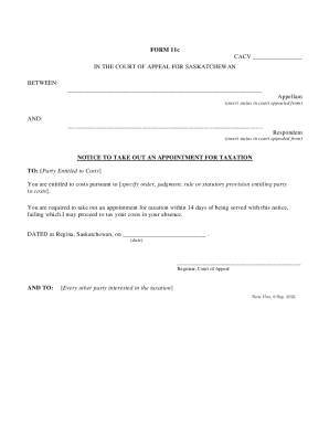 Fillable Online COURT OF APPEAL RULES Saskatchewan Courts Fax Email