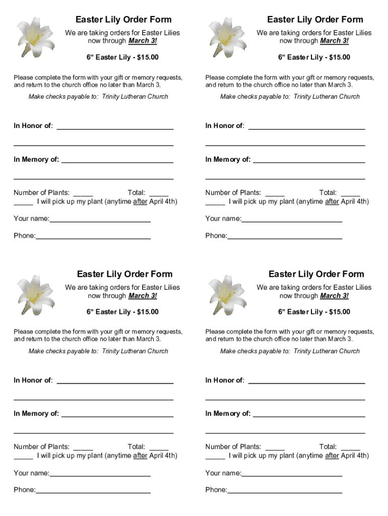 Fillable Online How we schedule our Easter lily blooms for Easter Fax