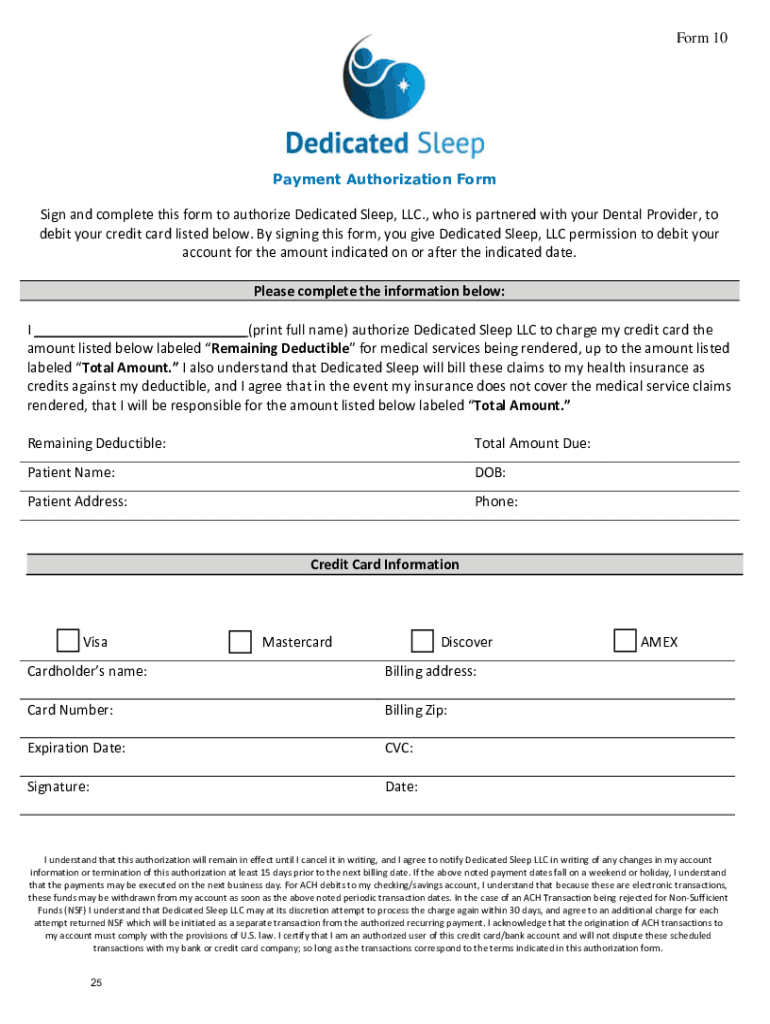 Fillable Online Dedicated Sleep A Dental Sleep Partnership That Works Fax Email Print
