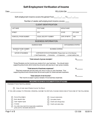 Self-Employment Verification of Income. Self-Employment Verification of Income