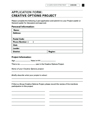 4-H Alberta Creative Options Project Record Book