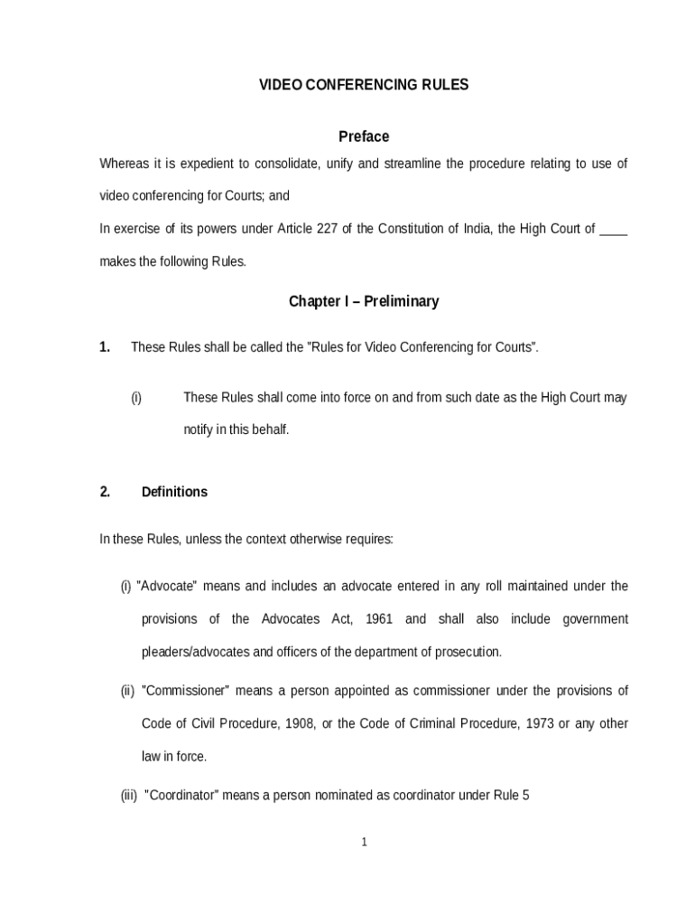 Fillable Online Delhi HC puts out rules on video conferencing for