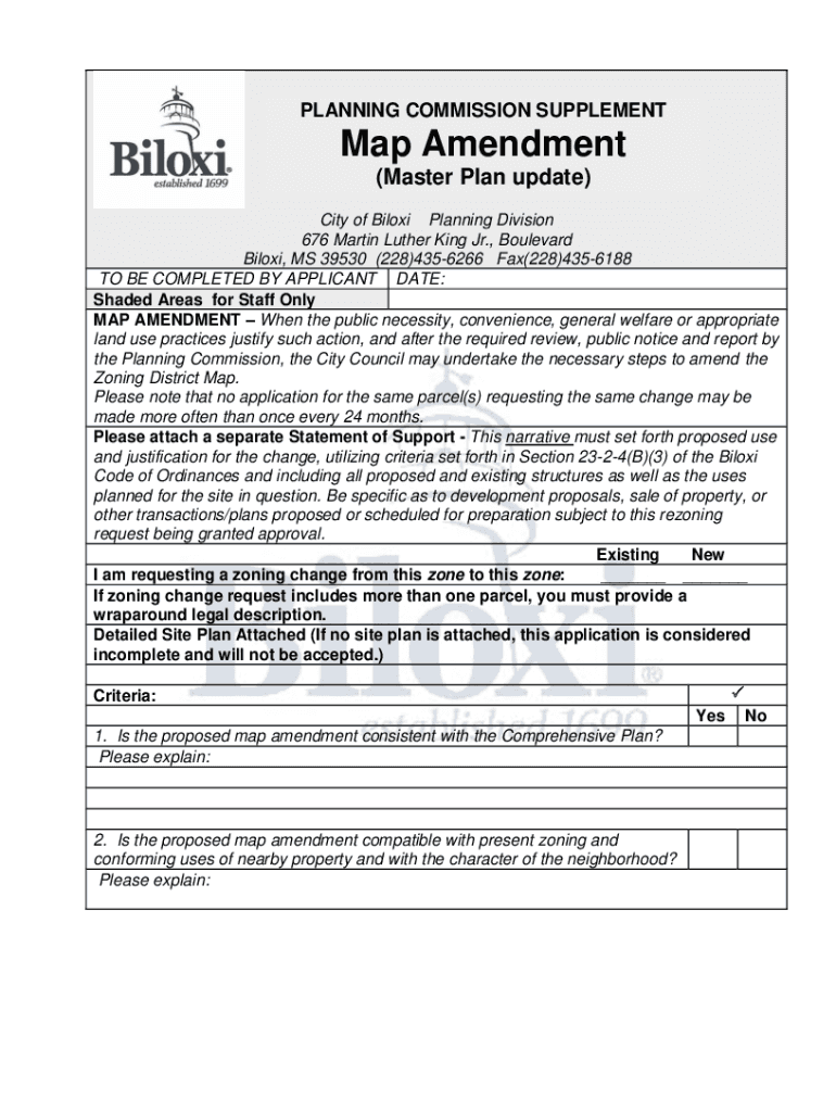 Fillable Online Zoning Map Amendment 180 Debuys Road City of Biloxi Fax Email Print pdfFiller