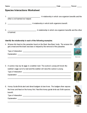 Fillable Online Ecology symbiotic relationships worksheet Fax Email ...