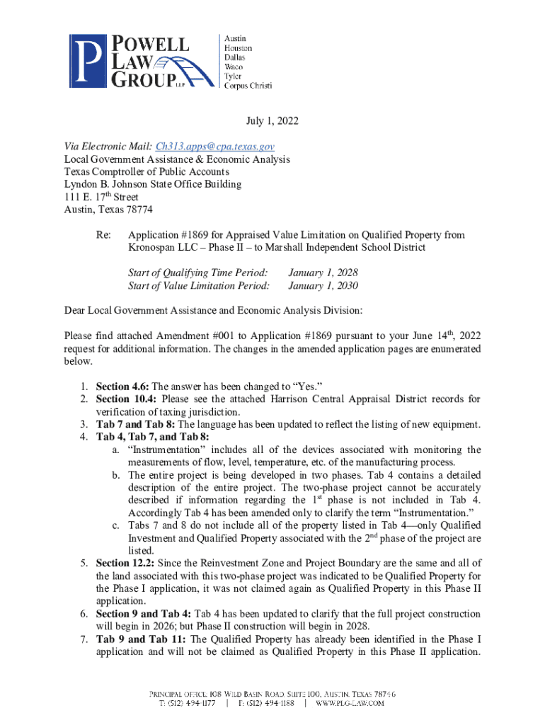 Fillable Online Application 1869 for Appraised Value Limitation on