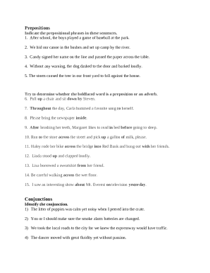 Prepositional phrases Worksheet