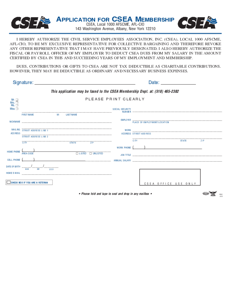 csea membership application Preview on Page 1