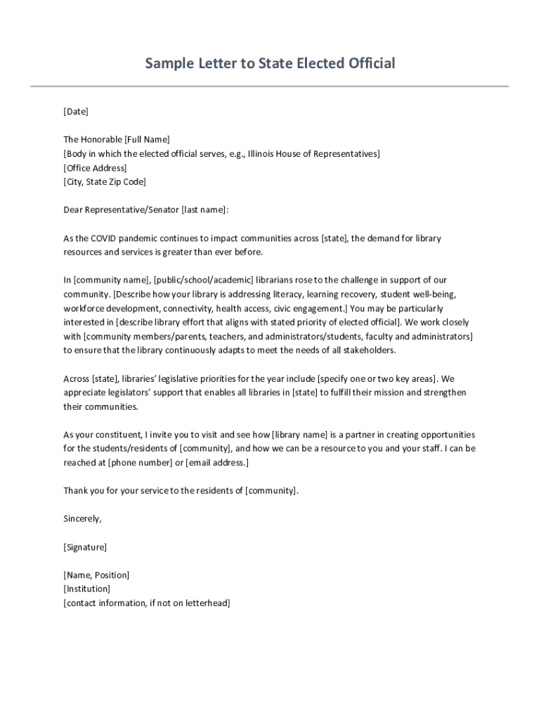 sample elected official letter Preview on Page 1