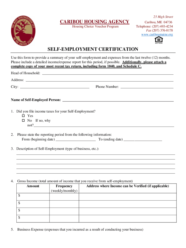Fillable Online Caribou Housing Agency Caribou, ME Affordable