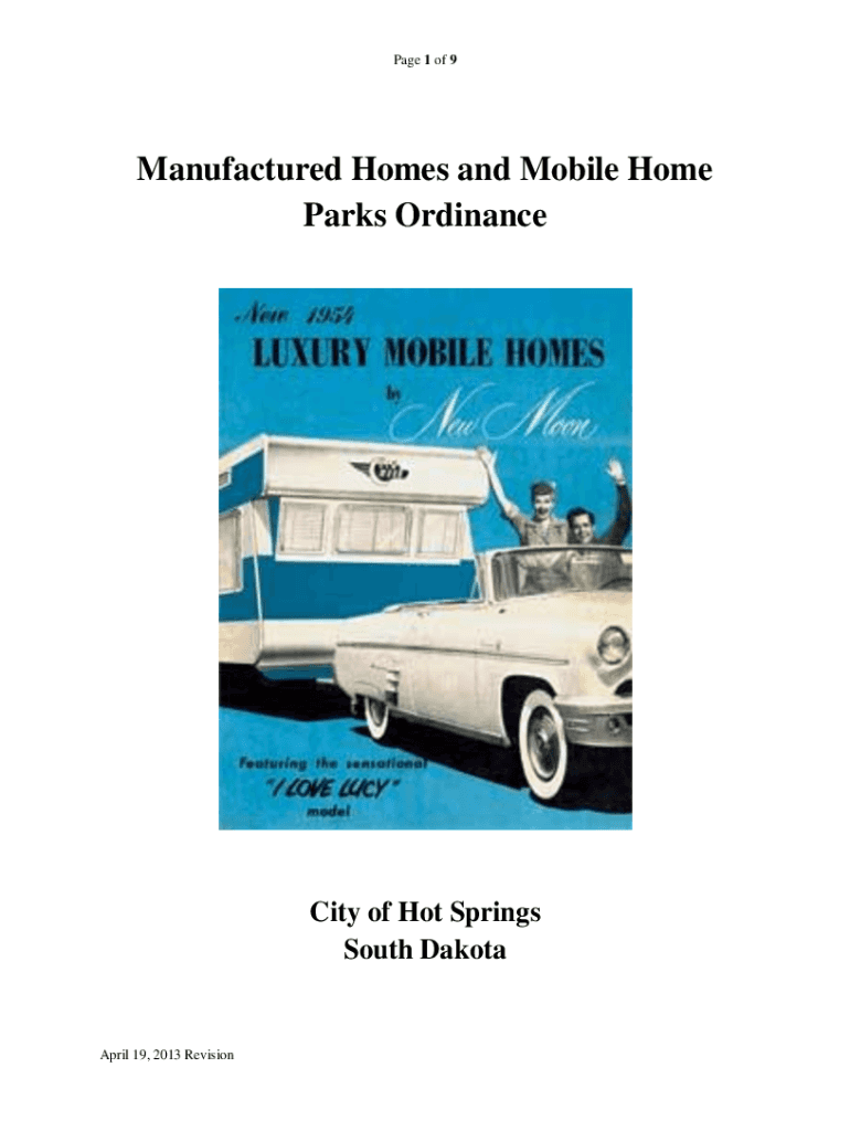 Fillable Online Manufactured Homes and Mobile Home Parks Ordinance Fax