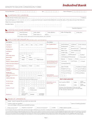 Minor to Major Conversion Form - South Indian Bank