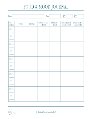 Food and Mood Journal