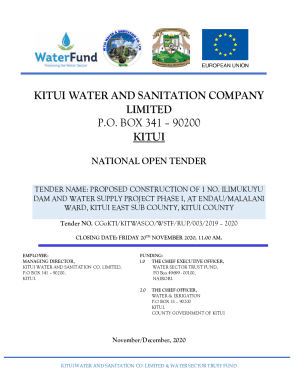 kitui water and sanitation company - Tender Listing - Bunisha