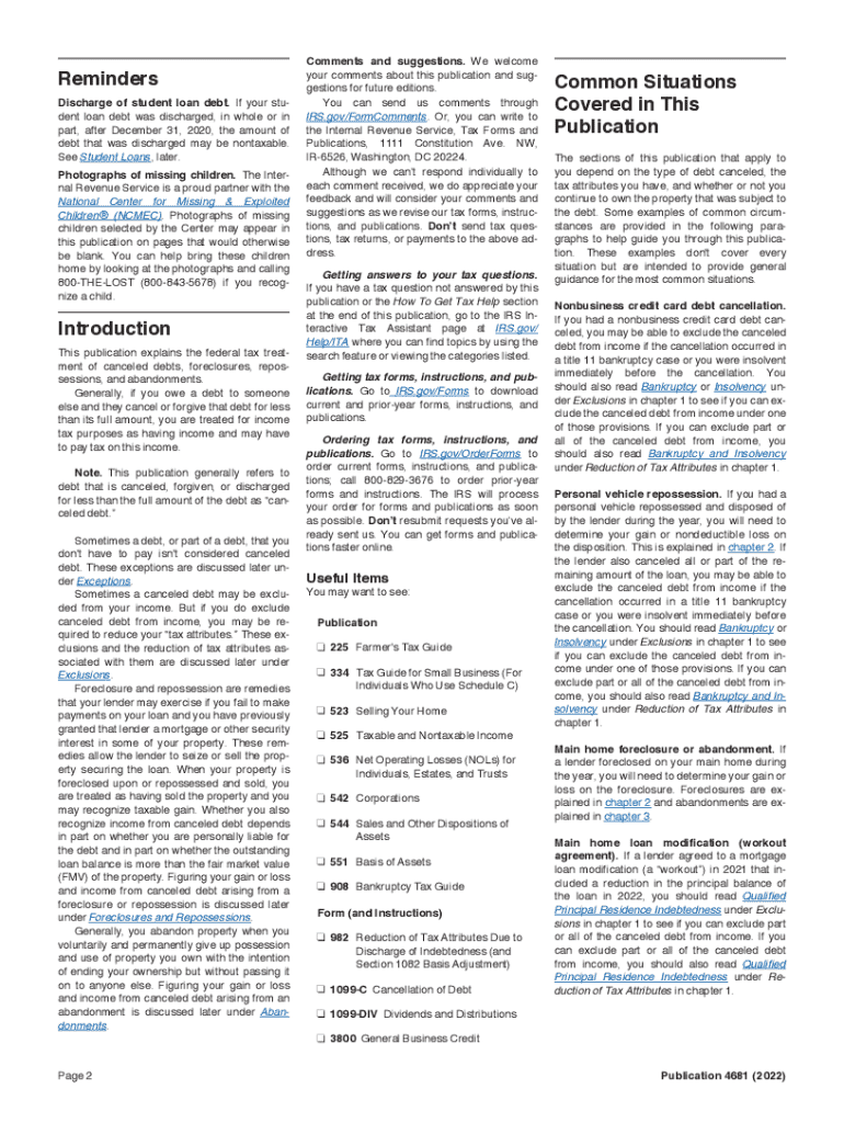 publication 4681 Preview on Page 1