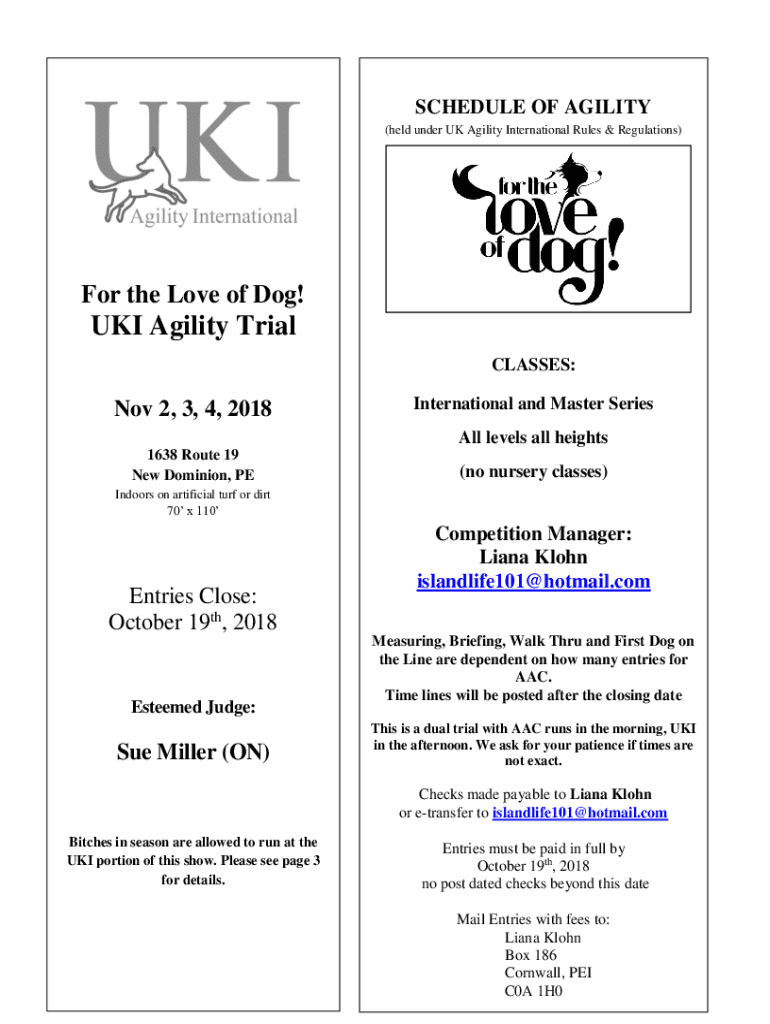 Fillable Online The Kennel Club International Agility Festival Fax