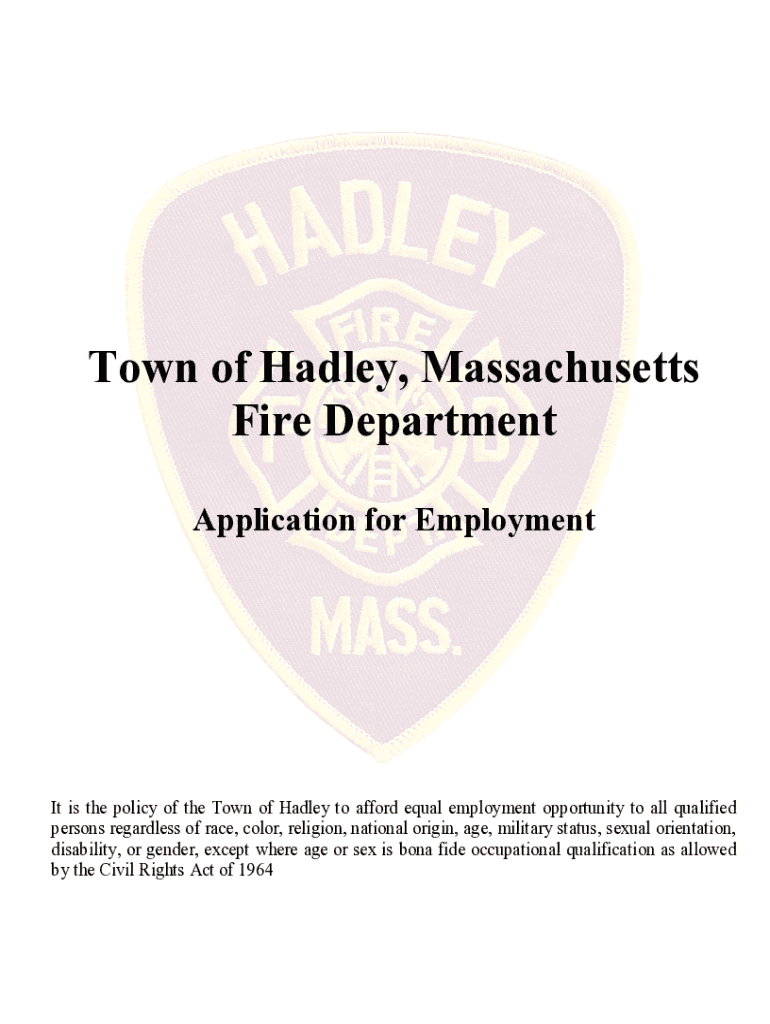 Fillable Online Town of Hadley, Massachusetts Fire Department