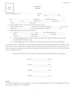 For reference, please fill in Proxy Form in Thai version only