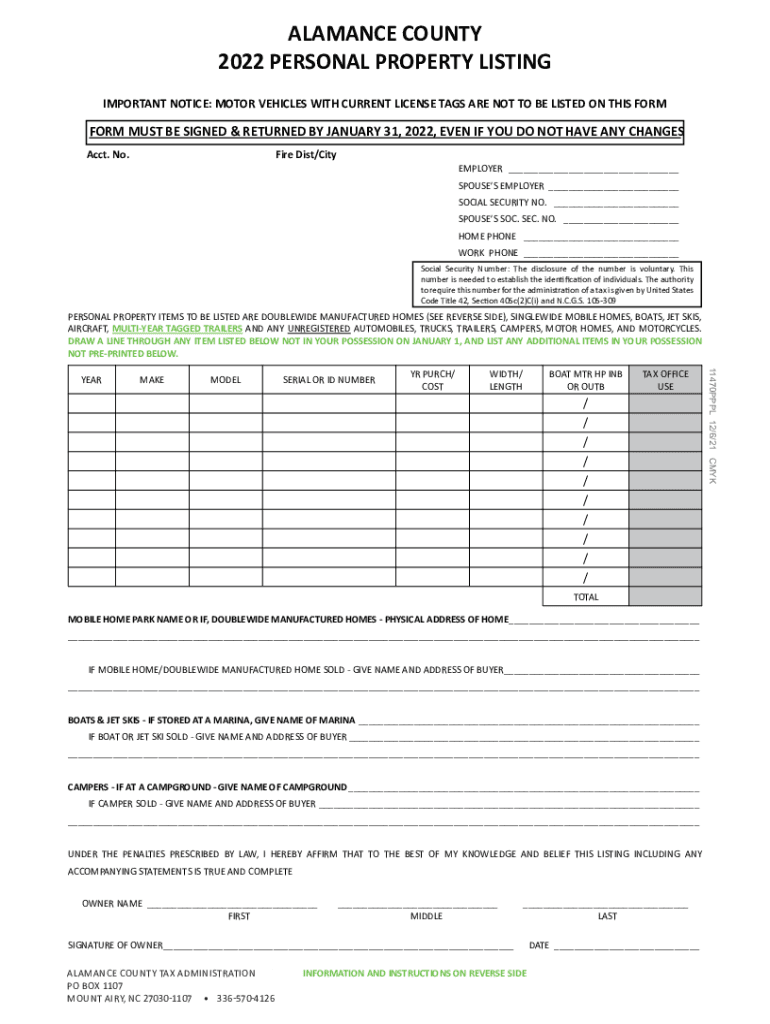 Fillable Online Vehicle TaxTax Department Alamance County Fax Email