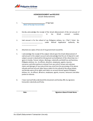 Signed GCash disbursement acknowledgment letter