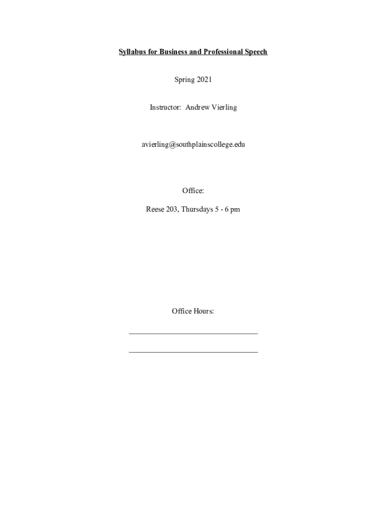 Fillable Online Speech Communication (SPEECH) Fax Email Print pdfFiller