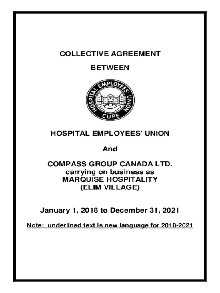 Fillable Online Collective Agreement between Compass Group Canada