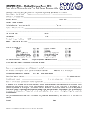 Medical Consent Form - The Pony Club