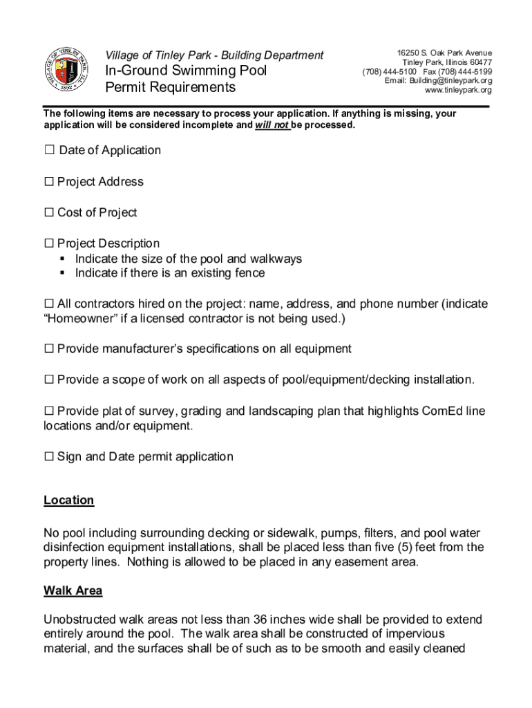 Fillable Online InGround Swimming Pool Permit Requirements Fax Email