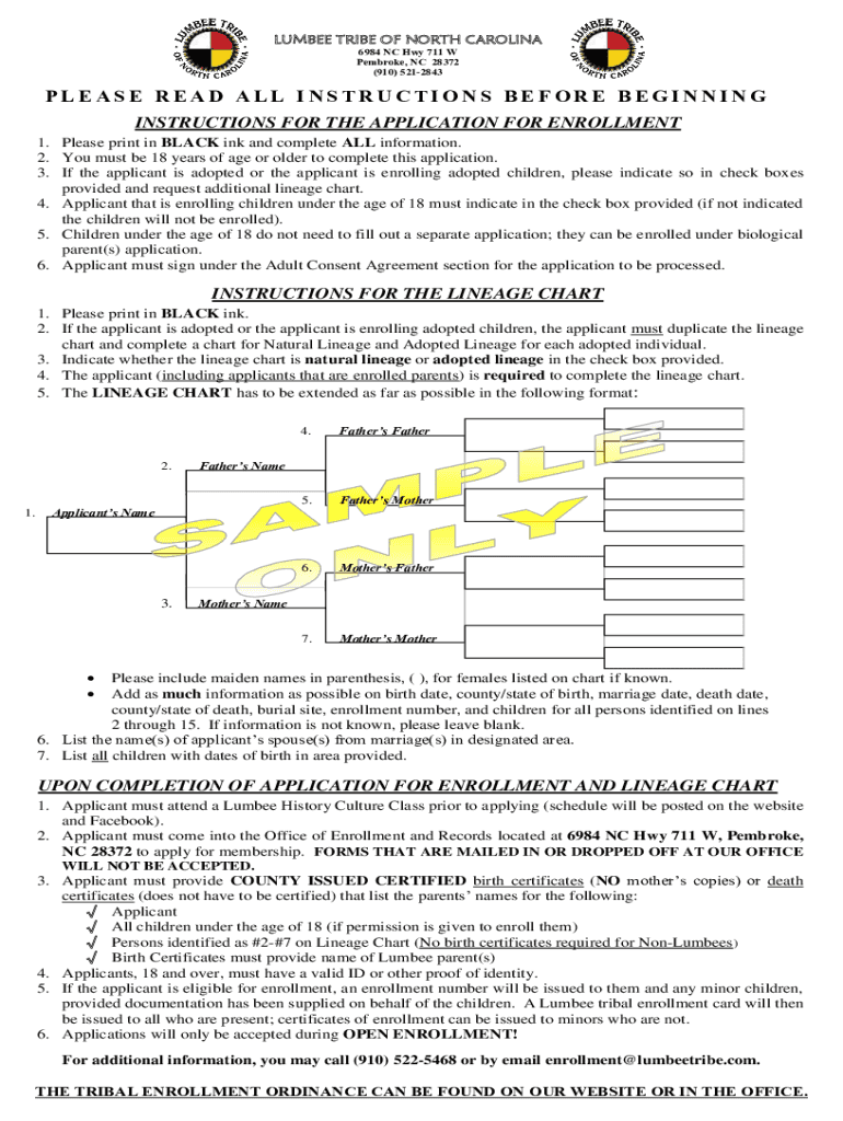 Tribal Enrollmentlumbee-tribe-of-nc Preview on Page 1