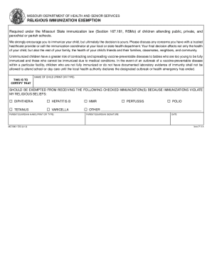 RELIGIOUS IMMUNIZATION EXEMPTION