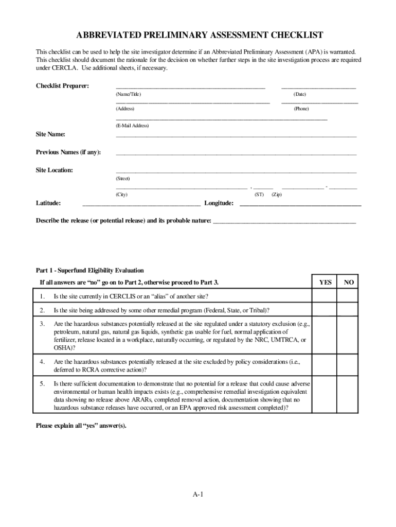 Fillable Online Abbreviated PA FORM OSWER No. 9375.209FS. This
