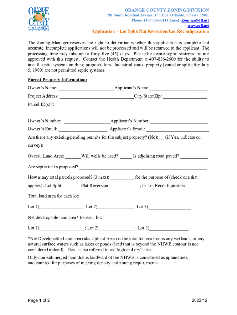 Fillable Online Zoning Verification Request Form Orange County