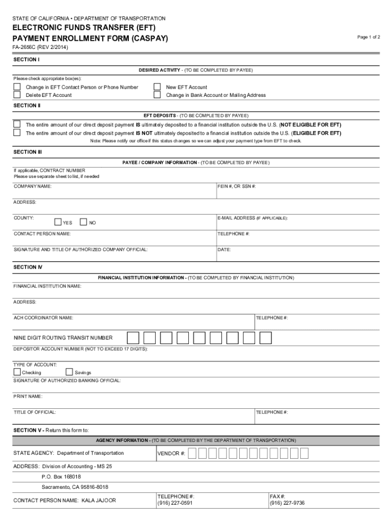 Electronic Funds Transfer (EFT) Payment Enrollment Form Preview on Page 1.