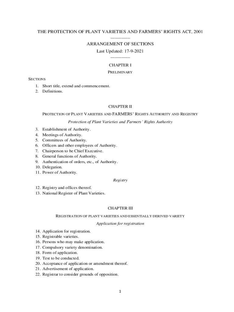 Fillable Online Protection of Plant Varieties and Farmers' Rights