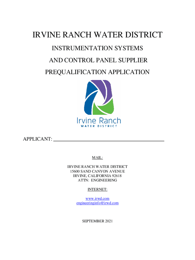 Fillable Online Services Irvine Ranch Water District Fax Email Print