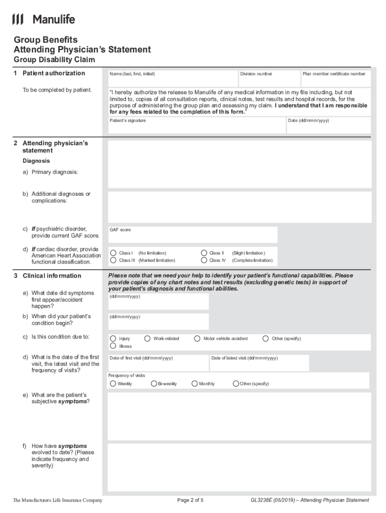 20192024 Form ManuLife GL3238E Fill Online, Printable, Fillable, Blank