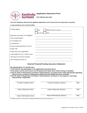 Application Assurance Form - Staff