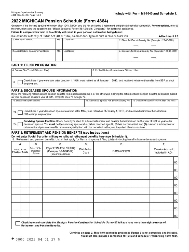 2023 michigan form 4884 Preview on Page 1