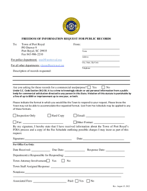 Freedom of Information Request Form - Summerville, SC