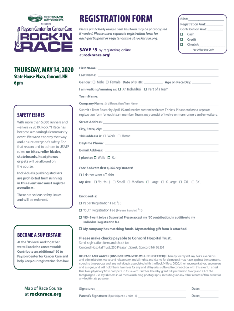 Fillable Online RegistRation FoRm Concord Hospital Trust Fax Email