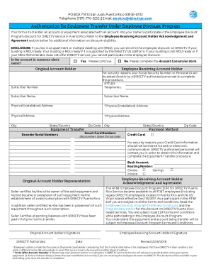 DIRECTV Employee Discount Program Authorization
