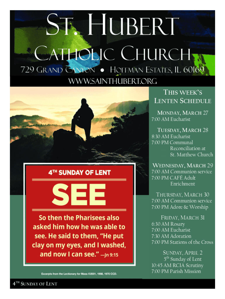 Fillable Online A New Way to Attend Mass St. Hubert Hoffman Estates