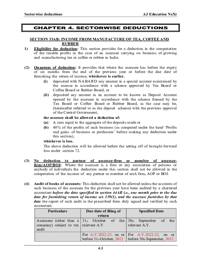Fillable Online Section 33AB Tax Deduction For Tea, Coffee Or Rubber Fax Email Print pdfFiller