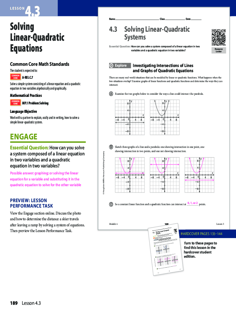 Fillable Online Systems of Linear and Quadratic Equations Math is Fun