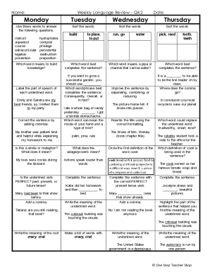 Fillable Online Weekly Language Review Q4:2 Fax Email Print - pdfFiller