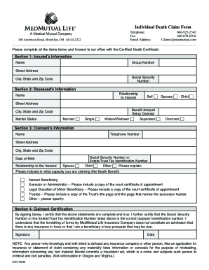 Claim Form - MedMutual Life Insurance Company