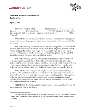 Fillable Online Company Inclusion Rider Policy Template Confidential Fax Email Print - pdfFiller